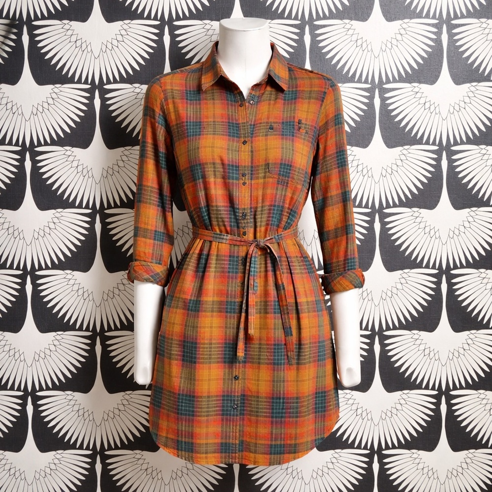 Toad&Co Re-Form Flannel Shirtdress in Cedar Ombre